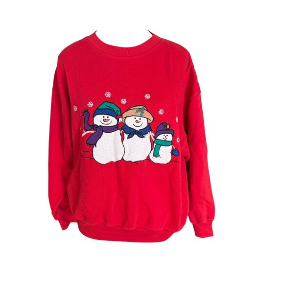Vintage Nutcracker Red Sweatshirt With Snowman Graphic - Picture 1 of 5